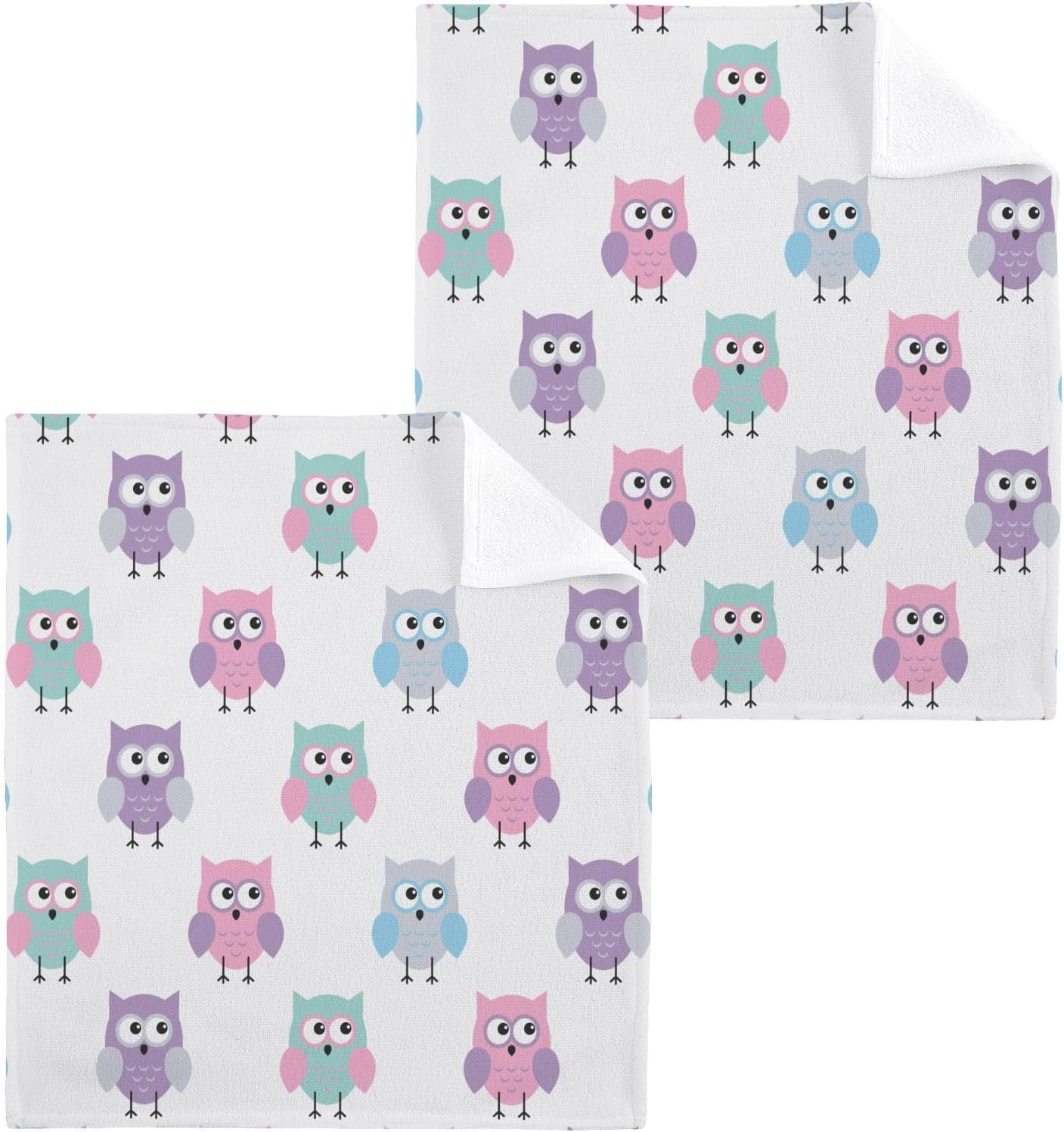 FREEAMG Owl Washcloths Set of 4-12 X 12 Inch, Fast Drying Wash Cloth ...