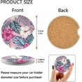 thumbnail image 1 of FREEAMG Palm Leaf Flowers Car Coasters 2 PCS Drinks Absorbent Ceramic Stone Car Coasters with Fingertip Grip Car Cup Holder Coasters, 1 of 6