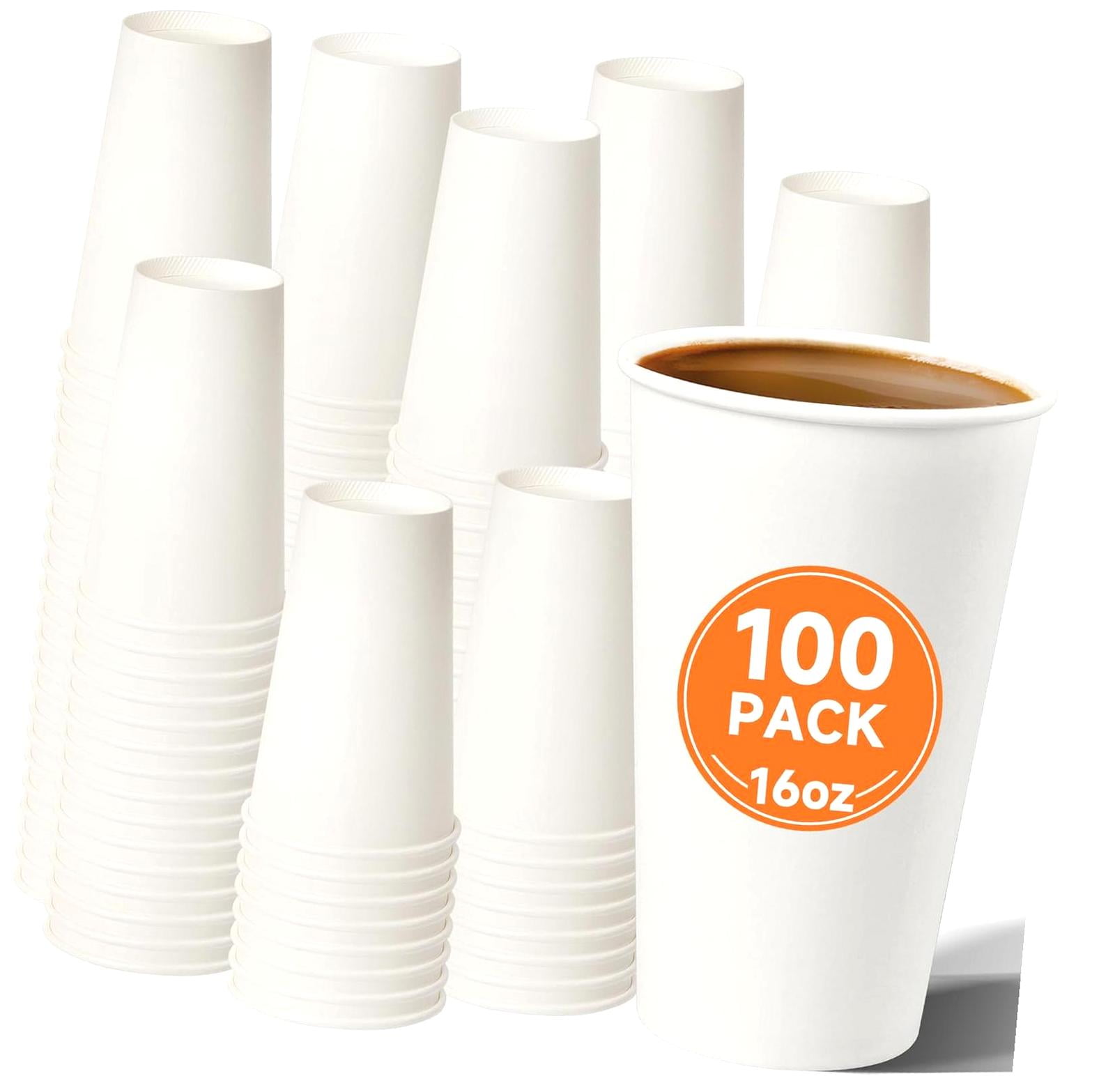 FREEAMG Paper Cups 12 oz [100 Pack], White Hot Coffee Cups, 12 oz Paper ...