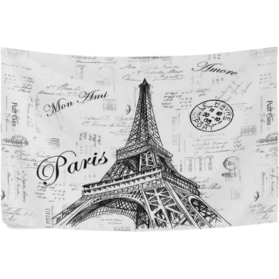 FREEAMG Paris Eiffel Tower Tapestry Aesthetic Tapestry Wall Hanging for Home Decor 60" x 51" Inches