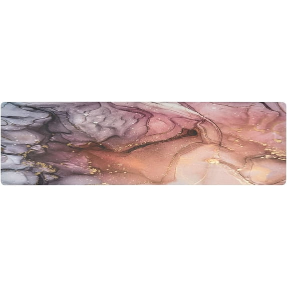 FREEAMG Pink Golden Marble Long Trivet Table Runner Non-Slip Heat Resistant Table Protector Waterproof Easy to Clean Fluid Wonderful Hot Pads Pot Holders Table Mats