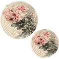 thumbnail image 1 of FREEAMG Pink Rose Flower Bee Round Cotton Thread Weave Trivets for Hot Dishes Set of 2 Sizes 7 Inch & 9.5 Inch Diameter Coasters Trivet Mats Potholders Hot Pads, 1 of 7