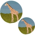 thumbnail image 1 of FREEAMG Pixel Giraffe on Green Grass Pot Holders Trivets, 2 PCS Round Cotton Thread Weave Potholders for Kitchens Hot Pads Table Mats Coasters for Hot Dishes, 1 of 7