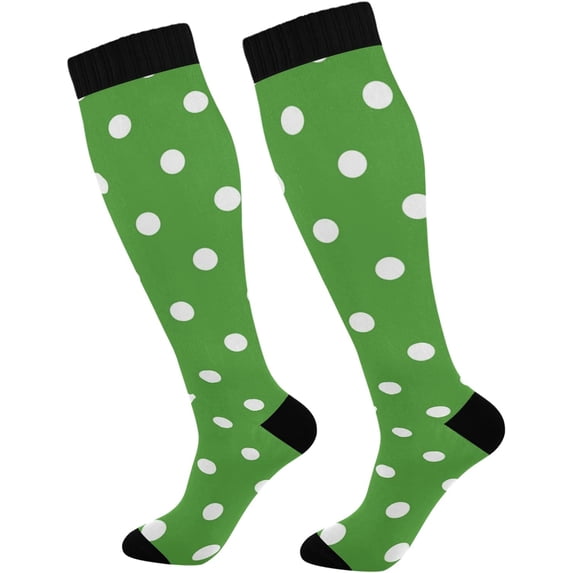 FREEAMG Polka Dots Compression Socks for Men & Women Knee High Stockings for Running, Sport, Hiking & Travel