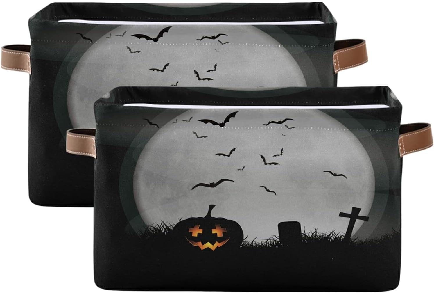 FREEAMG Pumpkin Bat Halloween Storage Bin for Toy Storage Basket Dirty