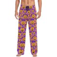 thumbnail image 1 of FREEAMG Pumpkin Face Pajama Pants for Men, Men's Separate Bottoms, Comfortable Sleep Lounge Pj Pants, 1 of 7