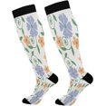 thumbnail image 1 of FREEAMG Purple Flower Compression Socks for Women&Men Circulation-Best Support for Nurses,Running,Athletic-2 Pairs, 1 of 7