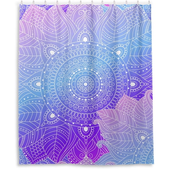 FREEAMG Purple Mandala Shower Curtain for Bathroom Waterproof Fabric Shower Curtains Bathtub Curtain with 12 Hooks, 60"x 72" for Bath Hotel Room