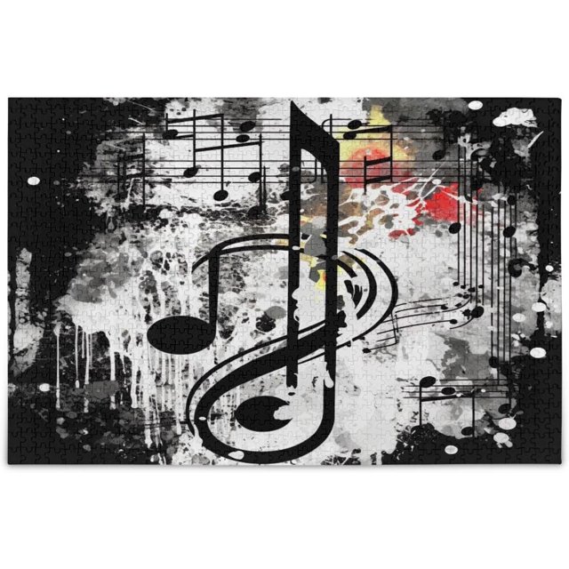 A Note Puzzle FREEAMG Puzzle- Black Musical Note Jigsaw Puzzles, 500 Piece Puzzles ...