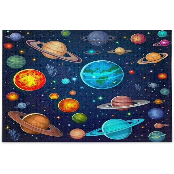 FREEAMG Puzzle- Galaxy Planets Jigsaw Puzzles,1000 Piece Puzzles for Family - Fun Intellectual Decompressing Educational Games