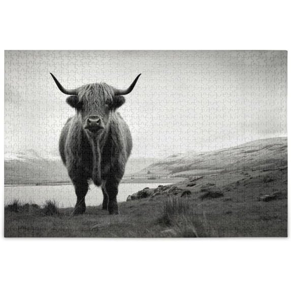 FREEAMG Puzzle- Highland Cow Jigsaw Puzzles,1000 Piece Puzzles for Family - Fun Intellectual Decompressing Educational Games