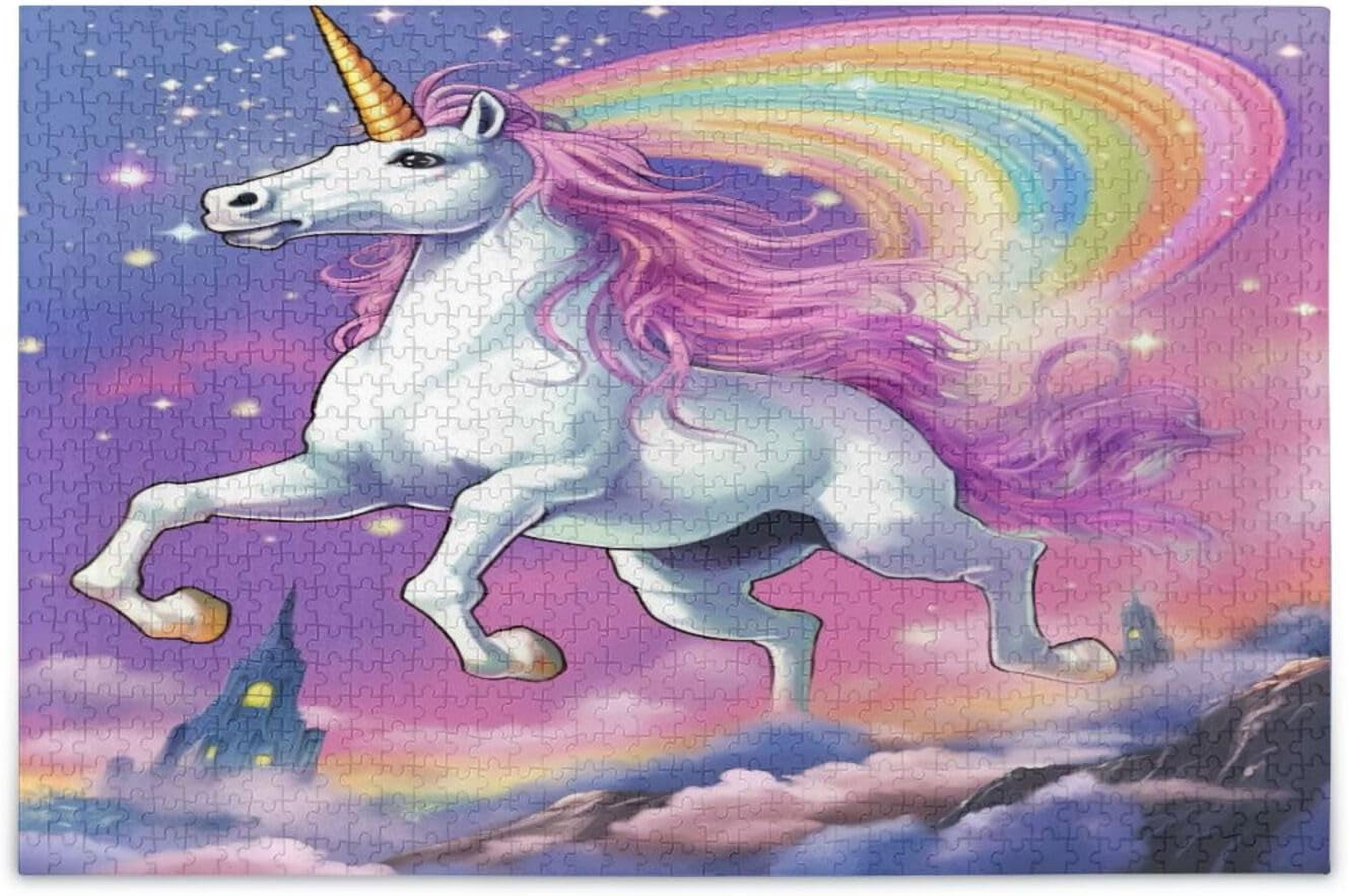 500-Piece Glitter Unicorn Forest Girl Puzzle – Magical Jigsaw For Adults With Poster - View #6