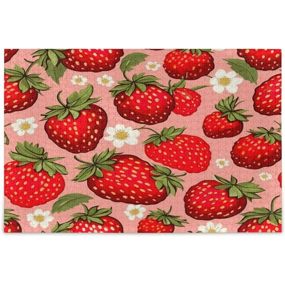 FREEAMG Puzzle- Strawberry Pattern Jigsaw Puzzles,1000 Piece Puzzles for Family - Fun Intellectual Decompressing Educational Games