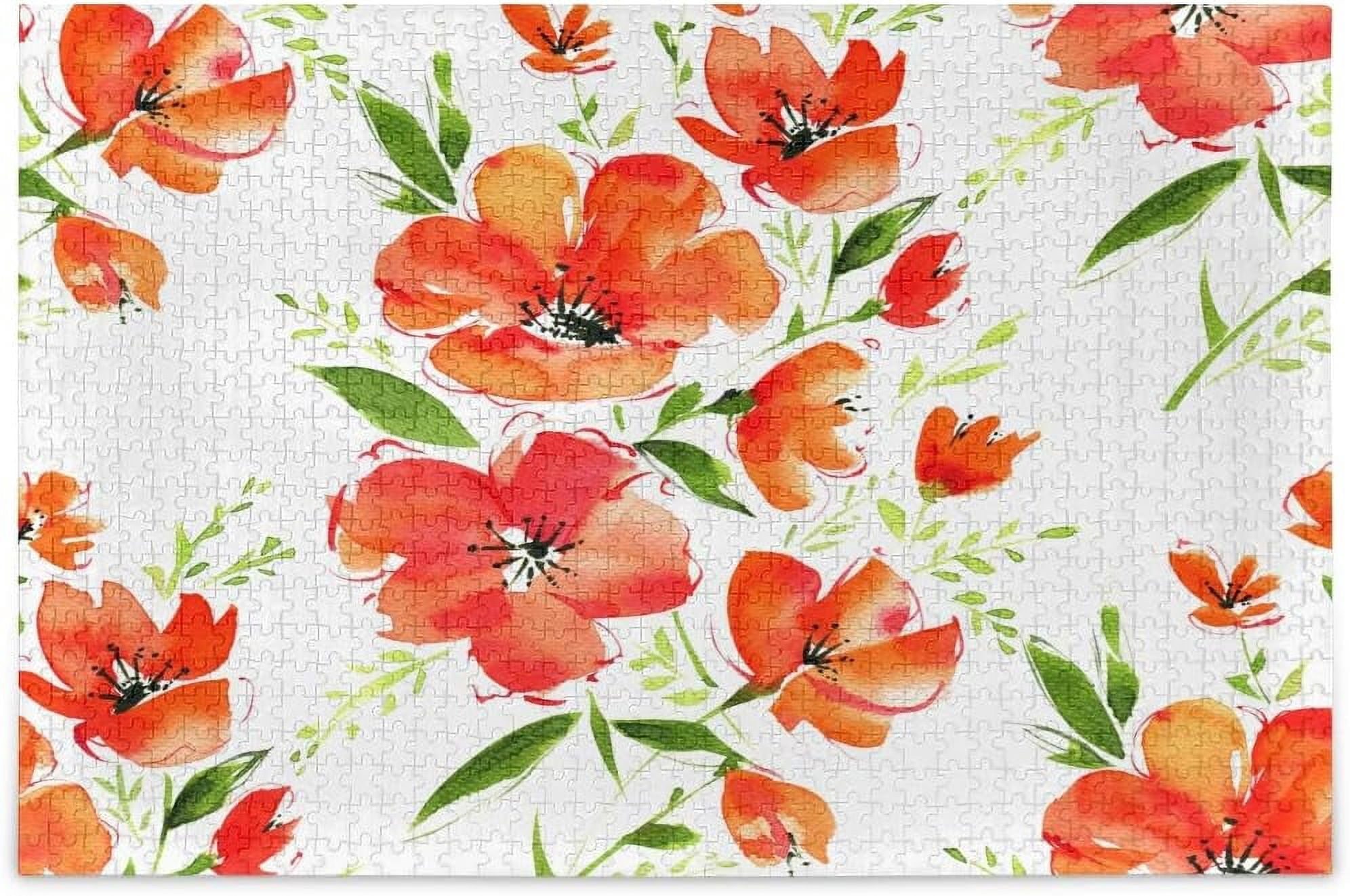 Fall Deer Flower Jigsaw Puzzle - 1000 Pieces For Adults, Autumn Nature Art, 50x70cm