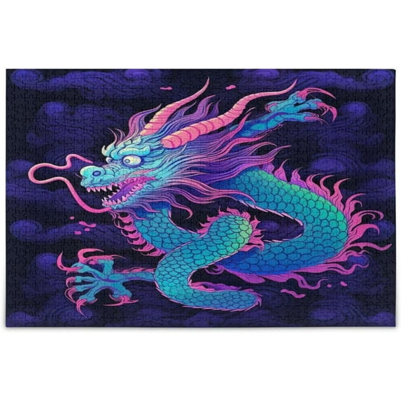 FREEAMG Puzzles for Adults 1000 Pieces - Cute Dragon Jigsaw Puzzle Family Game Intellective Toys Wall Art Work for Educational Gift Home Decor