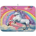 thumbnail image 1 of FREEAMG Rainbow Clouds Unicorn Dish Drying Mat for Kitchen Counter, Ultra Absorbent Reversible Microfiber Dishes Drying Rack Pad Heat-resistant Mats 18x24in, 1 of 7