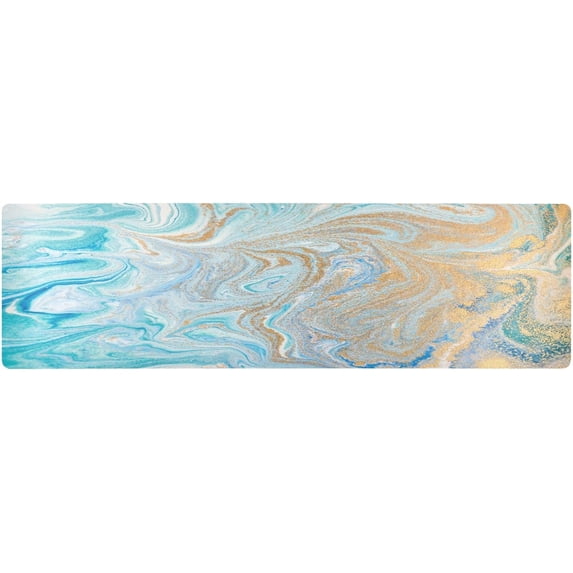 FREEAMG Rainbow Marble Artistic Long Trivet Table Runner Non-Slip Heat Resistant Table Protector Waterproof Easy to Clean Luxurious Hot Pads Pot Holder Table Mats
