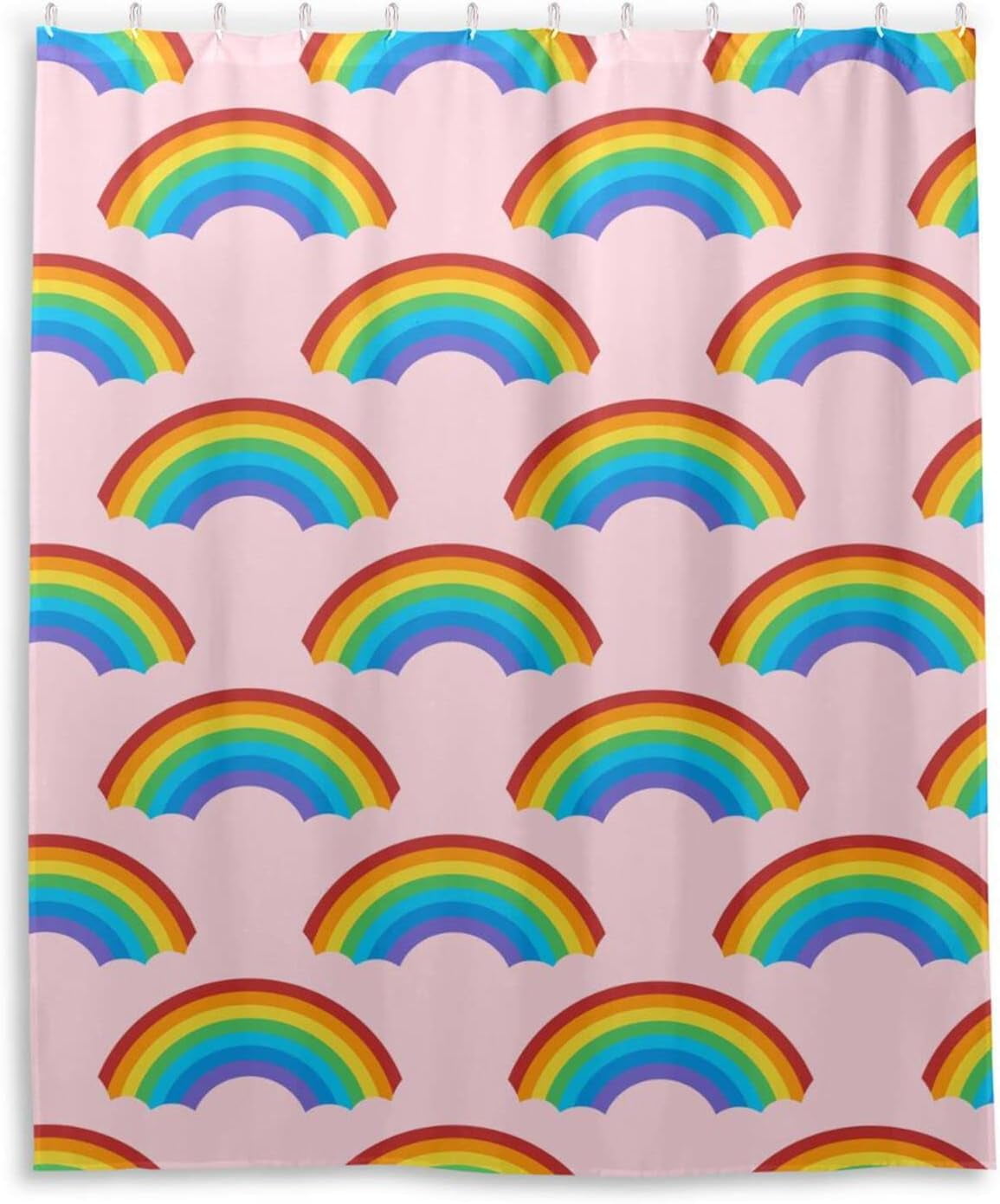 FREEAMG Rainbow Shower Curtain Waterproof Fabric Bath Curtain with