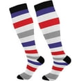 thumbnail image 1 of FREEAMG Red Blue Stripes Compression Socks for Women&Men Circulation-Best Support for Nurses,Running,Athletic-2 Pairs, 1 of 7