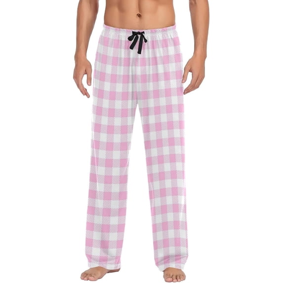 FREEAMG Red Checkered Gingham Tartan Men's Pajama Pants Sleepwear Lounge Pajama Bottoms