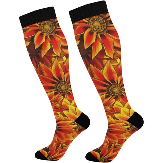 FREEAMG Red Leaves Compression Socks for Women and Men, 1 Pair