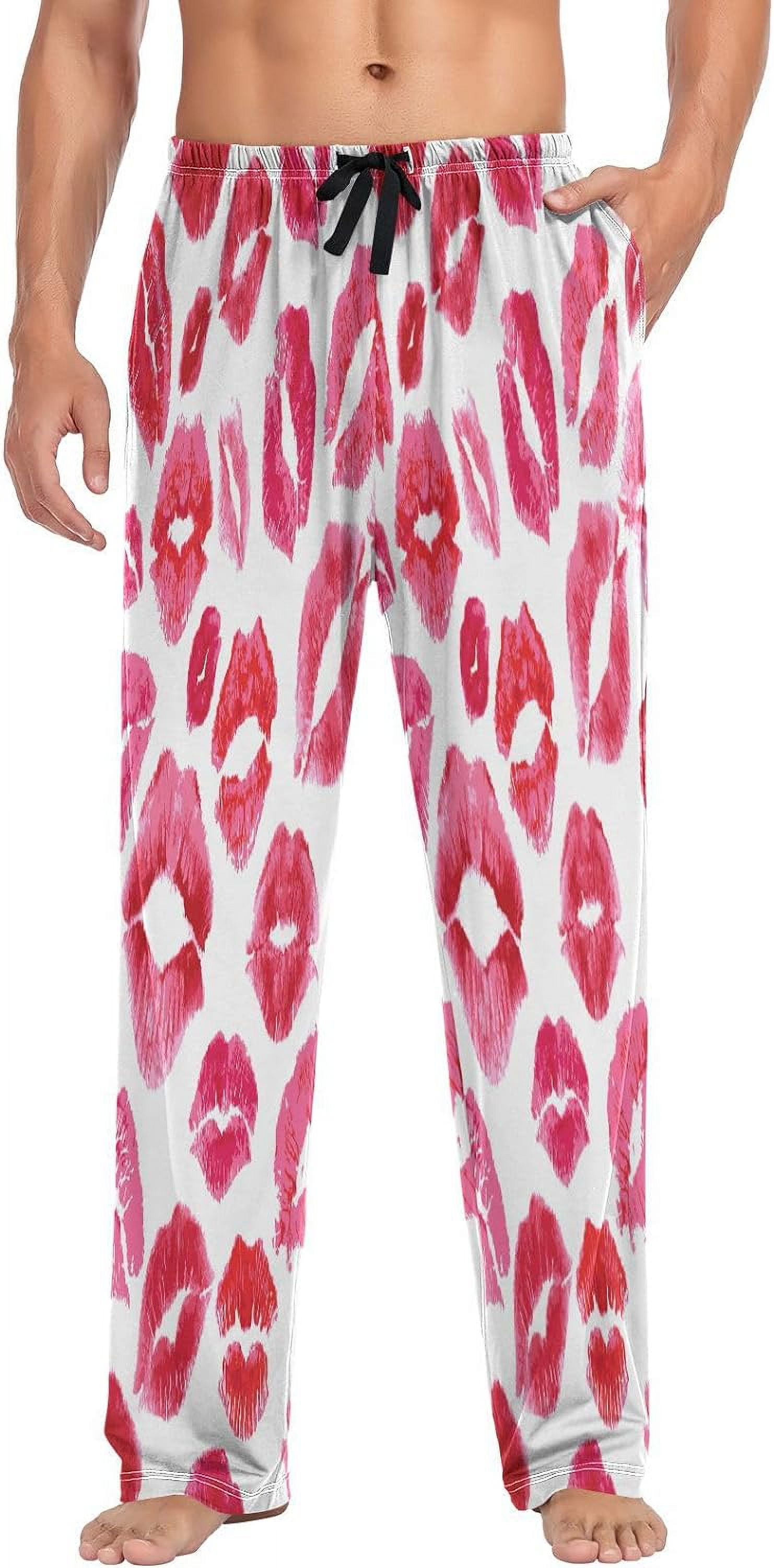FREEAMG Red Lips Pajama Pants for Men, Men's Separate Bottoms, Pure