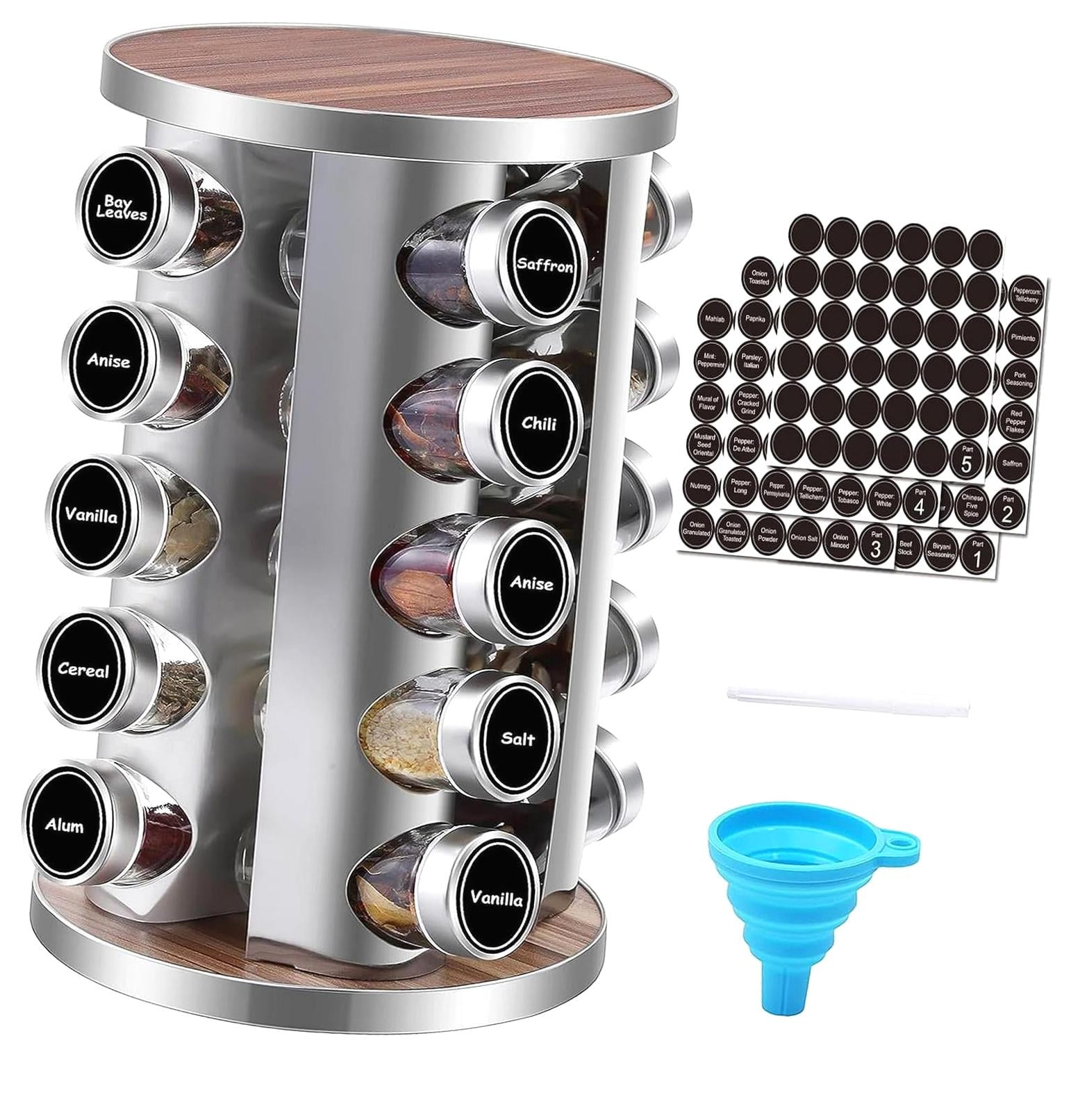 Black Countertop Revolving Spice Rack, Empty 20-Jars Rotating 8 thumbnail image