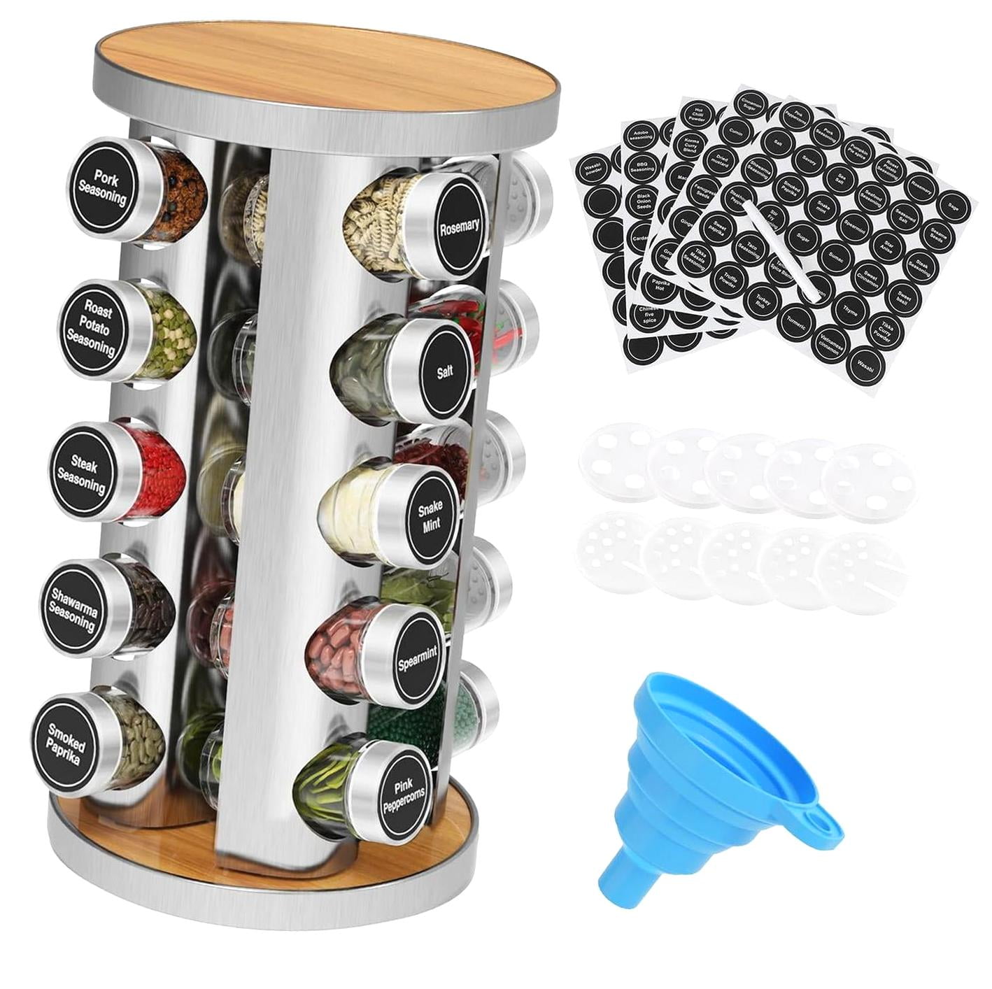 FREEAMG Rotating Spice Rack Organizer, Spice Tower for Countertop ...