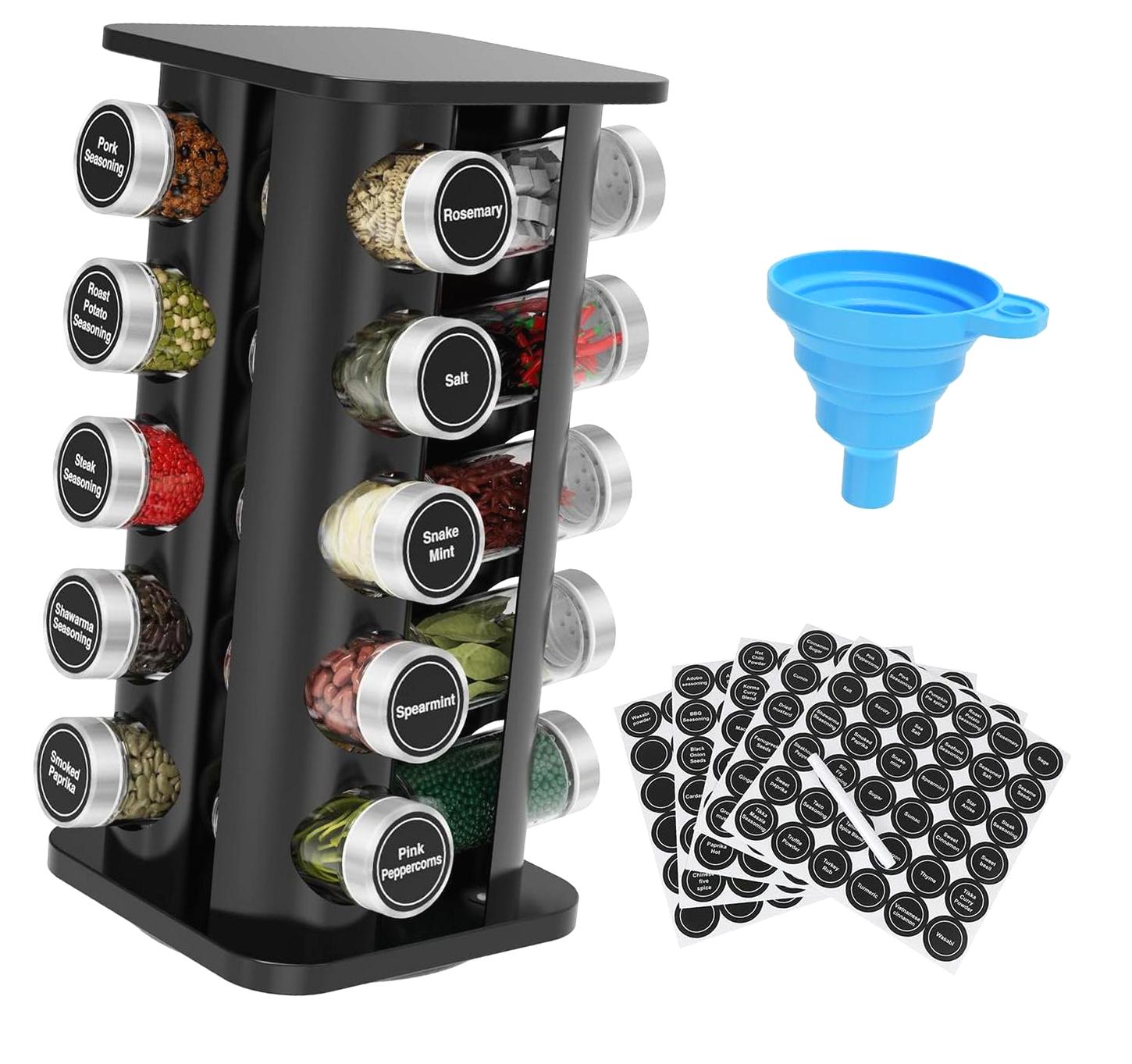 FREEAMG Rotating Spice Rack Organizer, Spice Tower for Countertop ...