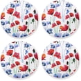 thumbnail image 1 of FREEAMG Round Coasters Set of 4, Poppy Flowers Absorbent Coasters for Drinks,Cork Base,Cup Tabletop Protection Mat, 1 of 7