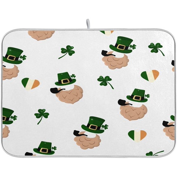 FREEAMG Saint Patrick Day Dish Drying Mat for Kitchen, 18 x 24 Inch Microfiber Absorbent Dish Drying Pad, Machine Washable Kitchen Counter Protect Mats