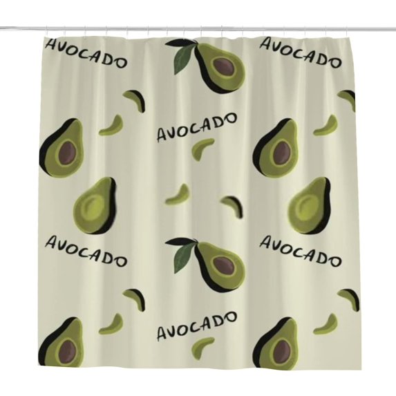 FREEAMG Shower Curtain Bath Curtains Half Avocado Bathroom Waterproof Machine Washable Fabric Decor Shower Curtains for Bathroom, 60x72 inch