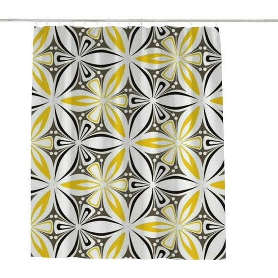 FREEAMG Shower Curtain,Graphic Flower Arabesque Geometric Bathroom Curtain, Waterproof Fabric Shower Curtain for Bathroom Hotel Decoration, 72x72 inches
