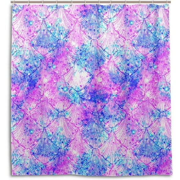 FREEAMG Shower Curtains 66x72 Purple Pink Blue Mermaid Scale Waterproof for Bathroom Kids Boys Girls Adults