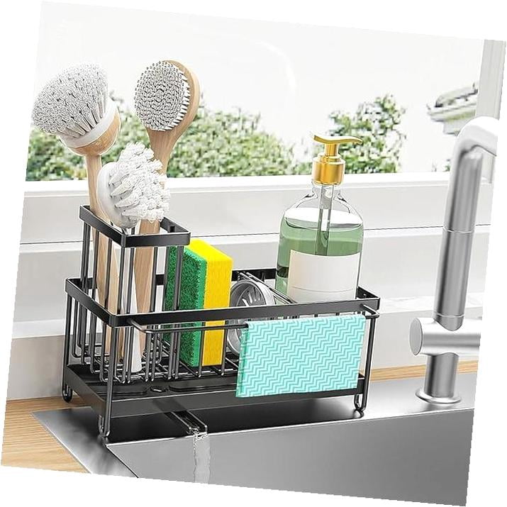 FREEAMG Sink Caddy with Holder, Kitchen Sink Organizer Rack, Rustproof ...