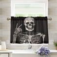 thumbnail image 1 of FREEAMG Smiling Skull Half Window Tier Curtains 36 Inch Blackout Thermal Insulating Kitchen Linen Tier Curtains for Kitchen,Bathroom,Cafe, 1 of 7