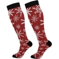 thumbnail image 1 of FREEAMG Snowflakes Compression Socks for Men & Women Knee High Stockings for Running, Sport, Hiking & Travel, 1 of 7