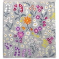 thumbnail image 1 of FREEAMG Spring Flowers, Grey Shower Curtain with 12 Hooks Polyester Fabric Waterproof Bath Curtain, 60x72 inch, 1 of 4