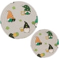 thumbnail image 1 of FREEAMG St.Patrick's Day Gnome Round Trivets Pot Holders 2 Pcs, Heat Resistant Cotton Thread Weave Trivets for Hot Dishes, Cooking, Baking, Farmhouse, Kitchen Decor, 1 of 7