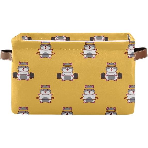 FREEAMG Storage Basket Cute Hamsters Storage Bin with Handle , Large Storage Cube Collapsible for Shelves Closet Bedroom Living Room 1PC