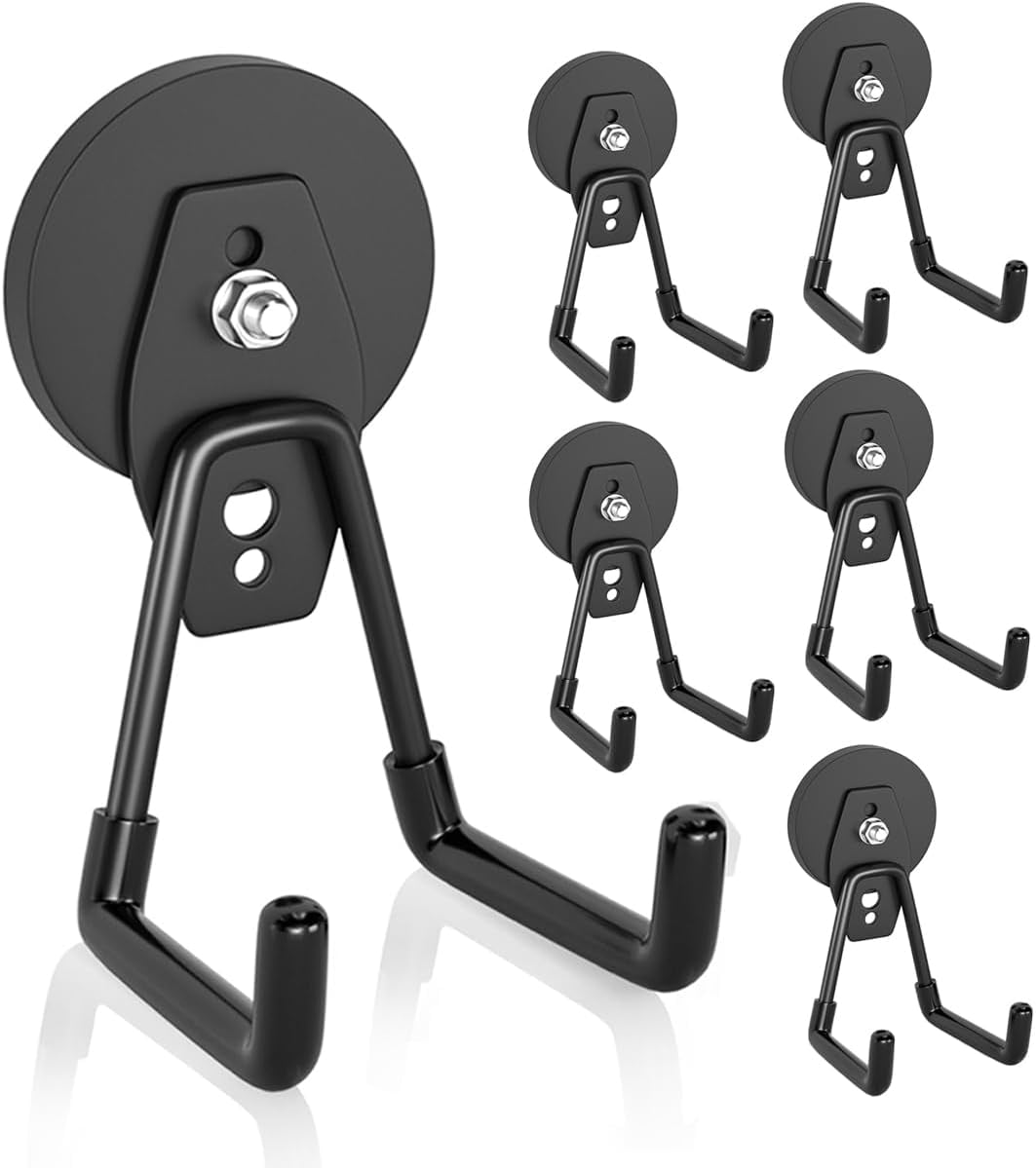 FREEAMG Strong Magnetic Hooks 6 Pack Large Rare Earth Magnet Hooks ...