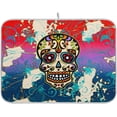 thumbnail image 1 of FREEAMG Sugar Skull Art Painting Day Of The Dead Absorbent Dish Drying Mat Microfiber Kitchen Countertop Table Protector Multi-Purpose Counter Rack Sink Drainer Pad 16"x 18", 1 of 6