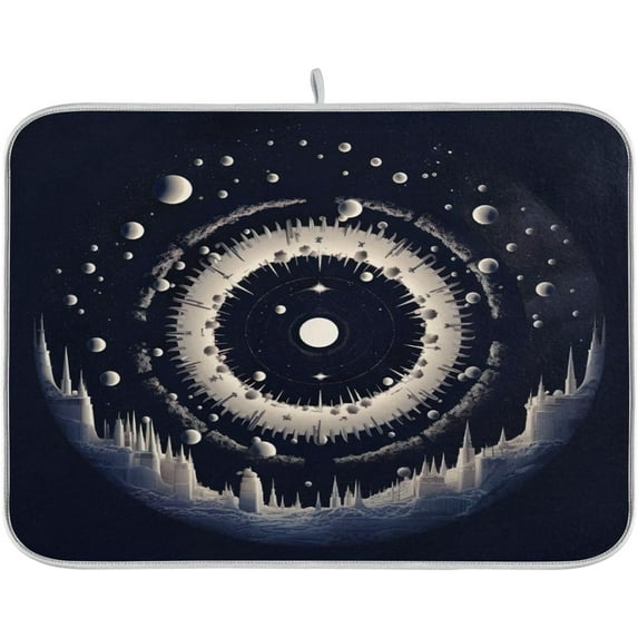 FREEAMG Sun and Moon Dish Drying Mat for Kitchen Counter, Ultra Absorbent Reversible Microfiber Dishes Drying Rack Pad Heat-resistant Mats 18x24in
