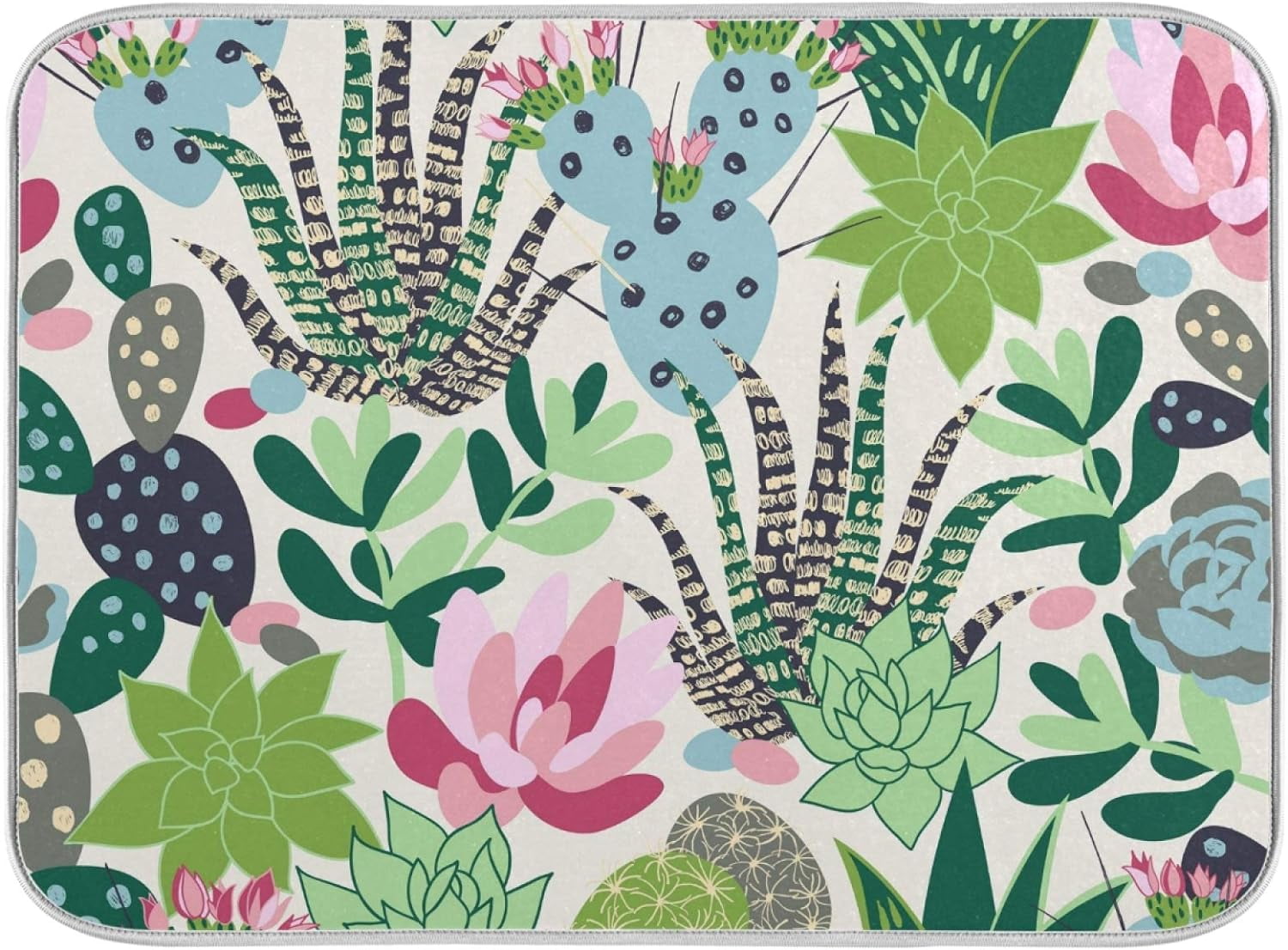 FREEAMG Sweet Aloe Cactus Dish Drying Mat Kitchen Decor Countertop ...