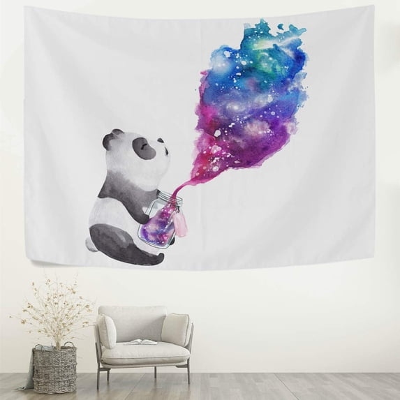 FREEAMG Tapestry Galaxy Watercolor Panda Tapestry Wall Hanging Decorative Wall Tapestries Wall Art Wall Blanket Bedding Tapestry for Bedroom Living Room Dorm Home Decor 60"x51"