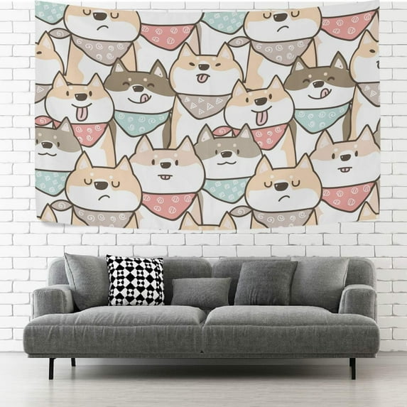 FREEAMG Tapestry Wall Hanging Cute Cartoon Dog Animal Tapestry Decorative Tapestries Wall Art Wall Blanket Bedding Tapestry for Bedroom Living Room Dorm Home Decor 90"x60"