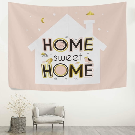 FREEAMG Tapestry Wall Hanging Home Sweet Cute Birds Flowers Tapestry Decorative Wall Tapestries Wall Art Wall Blanket Bedding Tapestry for Bedroom Living Room Dorm Home Decor 80"x60"