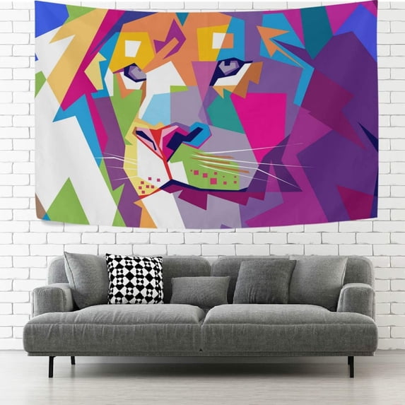 FREEAMG Tapestry Wall Hanging Modern Colorful Lion Tapestry Decorative Tapestries Wall Art Wall Blanket Bedding Tapestry for Bedroom Living Room Dorm Home Decor 90"x60"