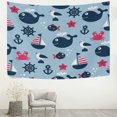 thumbnail image 1 of FREEAMG Tapestry Wall Hanging Nautical Whale Fish Wheel Anchor Tapestry Decorative Wall Tapestries Wall Art Wall&nbsp;Blanket&nbsp;Bedding Tapestry for Bedroom Living Room Dorm Home Decor 80"x60", 1 of 7