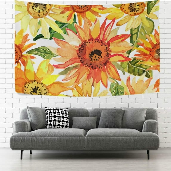 FREEAMG Tapestry Wall Hanging Yellow Sunflowers Floral Tapestry Decorative Tapestries Wall Art Wall Blanket Bedding Tapestry for Bedroom Living Room Dorm Home Decor 90"x60"